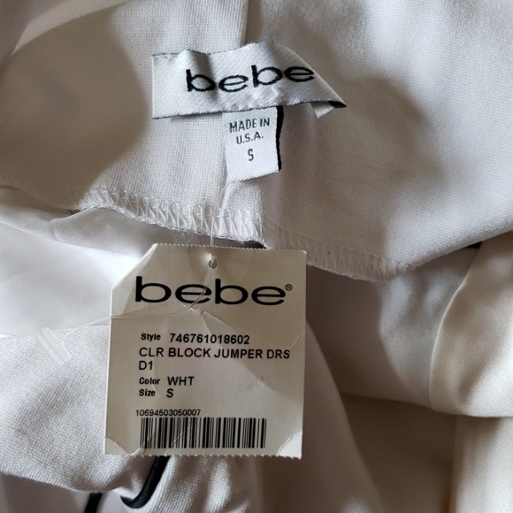 NWT BEBE Mod White Mini Tuxedo dress Small - Picture 6 of 7